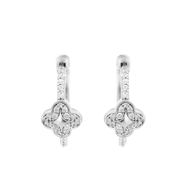 LADIES EARRINGS 0.20CT ROUND DIAMOND 10K WHITE GOLD