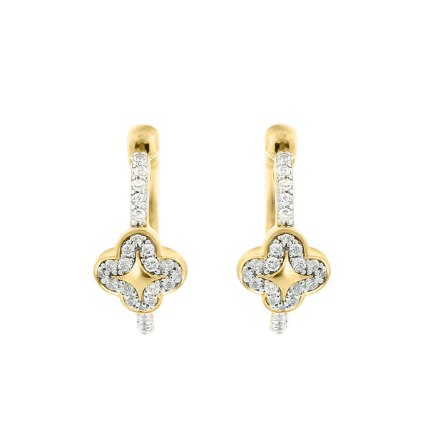 LADIES EARRINGS 0.20CT ROUND DIAMOND 10K YELLOW GOLD