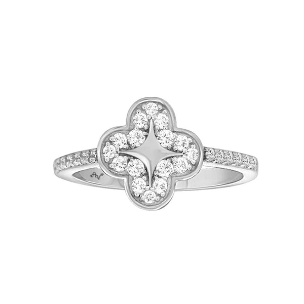 LADIES RING 0.25CT ROUND DIAMOND 10K WHITE GOLD