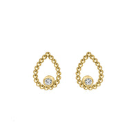 LADIES EARRINGS 0.10CT ROUND DIAMOND 10K YELLOW GOLD