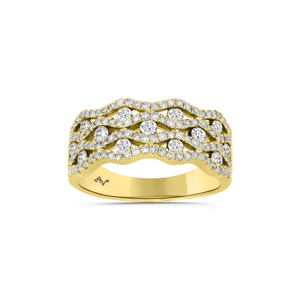 LADIES BAND 1.00CT ROUND DIAMOND 14K YELLOW GOLD