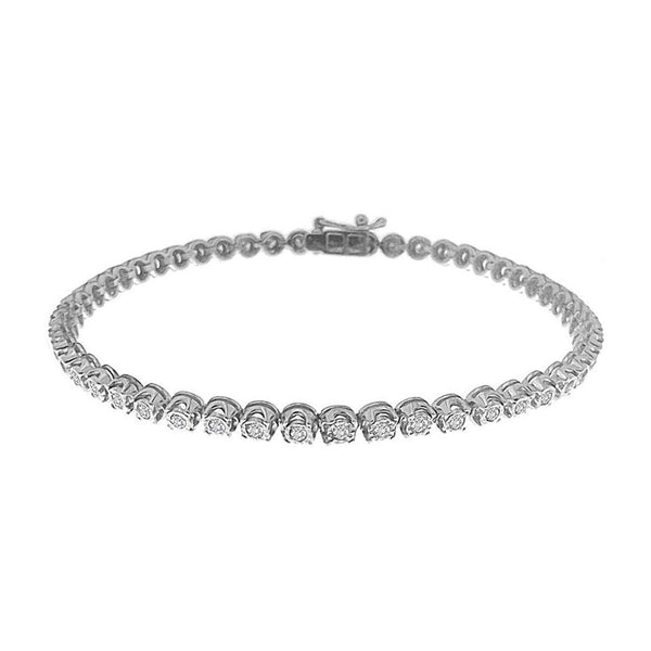 LADIES BRACELET 1.00CT ROUND DIAMOND 14K WHITE GOLD