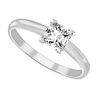 SOLITAIRE LADIES RING 0.50CT PRINCESS DIAMOND 14K WHITE GOLD