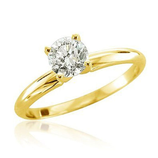 LADIES SOL RING 0.05CT ROUND DIAMOND 14K YELLOW GOLD