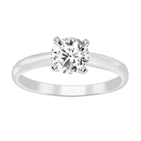 LADIES SOLITAIRE RING 0.15CT ROUND DIAMOND 14K WHITE GOLD