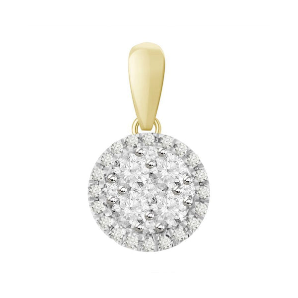 LADIES PENDANT WITH CHAIN 0.25CT ROUND DIAMOND 14K YELLOW GOLD