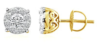 LADIES EARRINGS 1.00CT ROUND DIAMOND 14K YELLOW GOLD