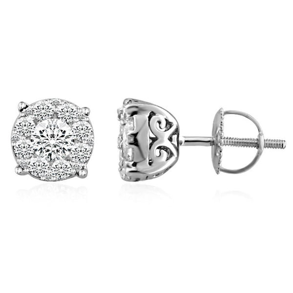 LADIES EARRINGS 0.50CT ROUND DIAMOND 14K WHITE GOLD (SI QUALITY)