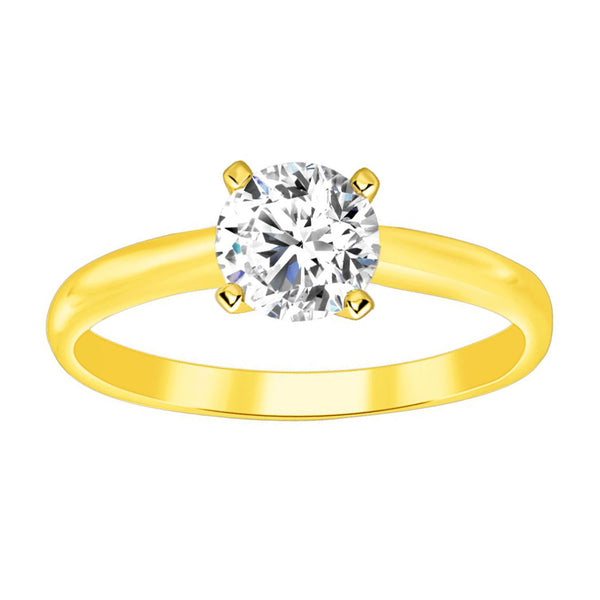 LADIES SOLITAIRE RING 0.33CT ROUND DIAMOND 14K YELLOW GOLD