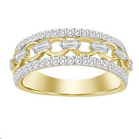 LADIES BAND 0.50CT ROUND/BAGUETTE DIAMOND 14K YELLOW GOLD