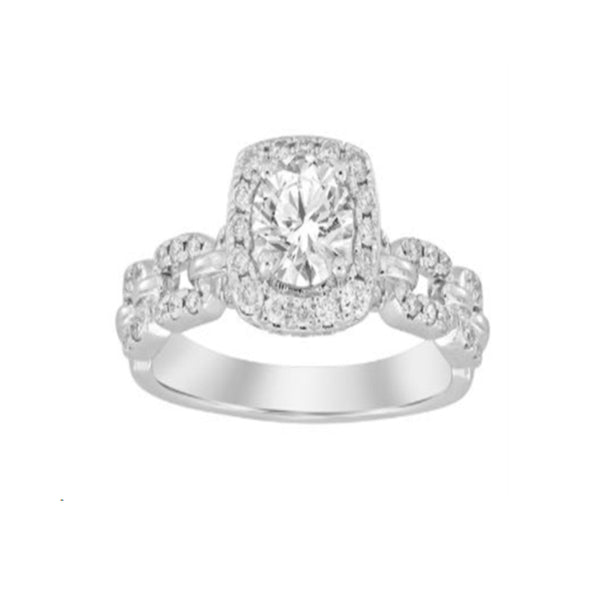 LADIES RING 1.25CT ROUND DIAMOND 14K WHITE GOLD (CENTER STONE 0.75CT ROUND DIAMOND)