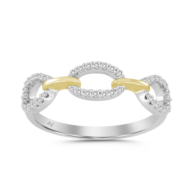 LADIES RING 0.16CT ROUND DIAMOND 10K STERLING SILVER WHITE/YELLOW