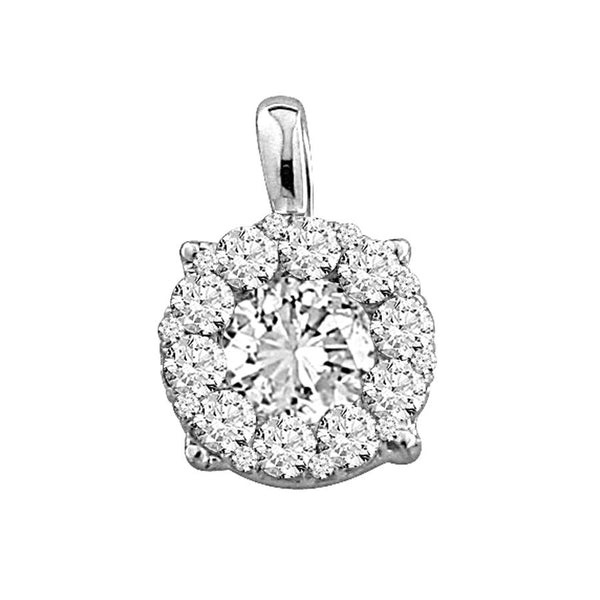 LADIES PENDANT 1.00CT ROUND DIAMOND 14K WHITE GOLD (CENTER STONE 0.70CT ROUND DIAMOND)