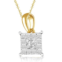 LADIES PENDANT 0.50CT ROUND/PRINCESS DIAMOND 14K YELLOW GOLD (CENTER STONE 0.33CT PRINCESS DIAMOND)