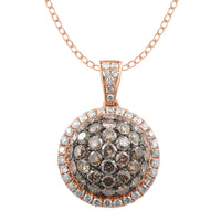 LADIES PENDANT 1.70CT ROUND DARK BROWN DIAMOND 10K ROSE GOLD