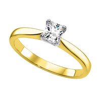 SOLITAIRE LADIES RING 0.20CT PRINCESS DIAMOND 14K YELLOW GOLD