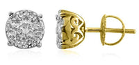 LADIES EARRINGS 2.00CT ROUND DIAMOND 14K YELLOW GOLD