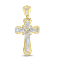 MEN'S CROSS 0.50CT ROUND DIAMOND 10K YELLOW GOLD