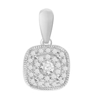 LADIES PENDANT WITH CHAIN 0.15CT ROUND DIAMOND 10K WHITE GOLD