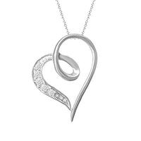 LADIES HEART PENDANT WITH CHAIN 0.05CT ROUND DIAMOND 10K WHITE GOLD