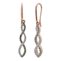 LADIES EARRINGS 0.25CT ROUND DARK BROWN DIAMOND 14K ROSE GOLD