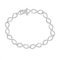 LADIES BRACELET 0.05CT ROUND DIAMOND STERLING SILVER WHITE