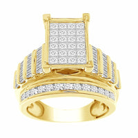 LADIES RING 2.00CT ROUND/PRINCESS/BAGUETTE DIAMOND 10K YELLOW GOLD