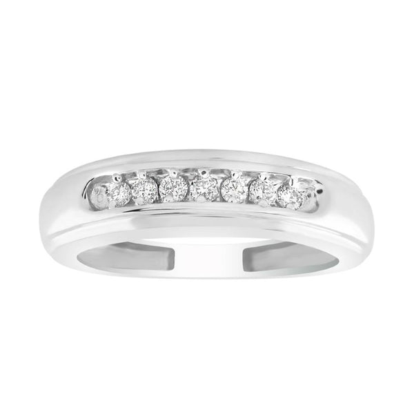 MEN'S BAND 0.15CT ROUND DIAMOND 10K WHITE GOLD