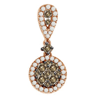 LADIES PENDANT WITH CHAIN 0.55CT ROUND DARK BROWN DIAMOND 14K ROSE GOLD