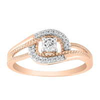 LADIES RING 0.25CT ROUND DIAMOND 10K WHITE/ROSE GOLD