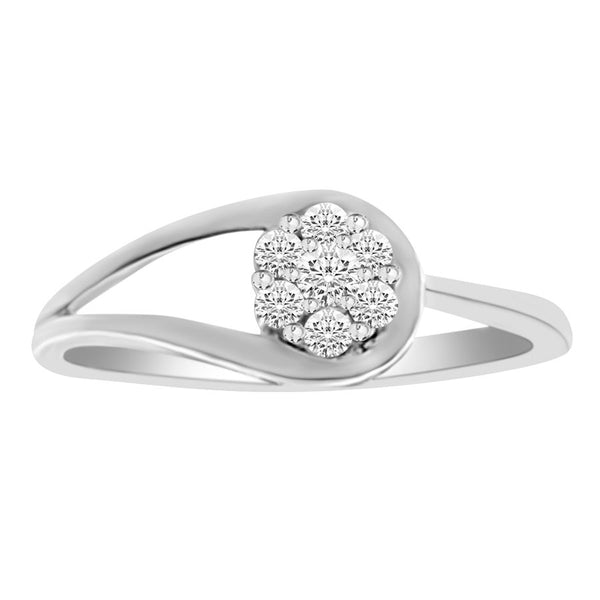 LADIES RING 0.15CT ROUND DIAMOND 14K WHITE GOLD