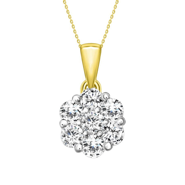 LADIES  PENDANT WITH CHAIN 0.25CT ROUND DIAMOND 14K YELLOW GOLD