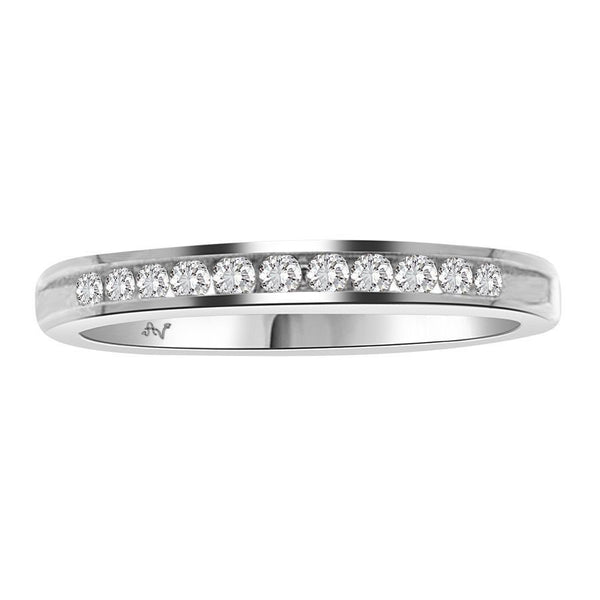 LADIES BAND 0.15CT ROUND DIAMOND 14K WHITE GOLD