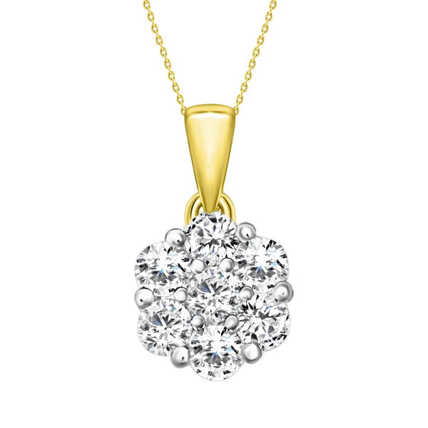 LADIES PENDANT 1.00CT ROUND DIAMOND 14K YELLOW GOLD