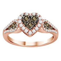 LADIES RING 0.75CT DARK BROWN/ROUND DIAMOND 14K ROSE GOLD