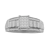 LADIES RING 0.50CT ROUND/PRINCESS/BAGUETTE DIAMOND STERLING SILVER/WHITE GOLD