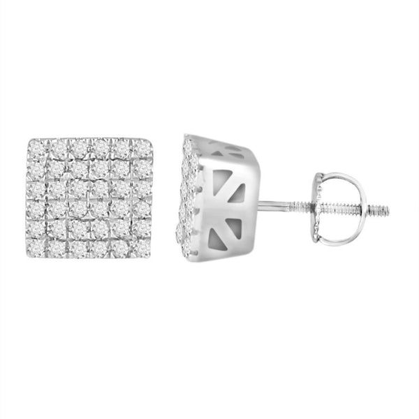 LADIES EARRINGS 0.25CT ROUND DIAMOND 10K WHITE GOLD