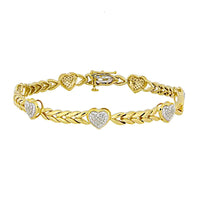 LADIES BRACELET 0.20CT ROUND DIAMOND YELLOW GOLD/STERLING SILVER