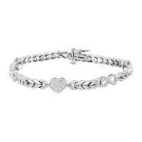 LADIES BRACELET 0.20CT ROUND DIAMOND STERLING SILVER/WHITE GOLD