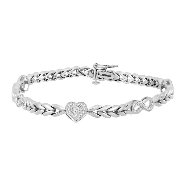 LADIES BRACELET 0.20CT ROUND DIAMOND STERLING SILVER/WHITE GOLD