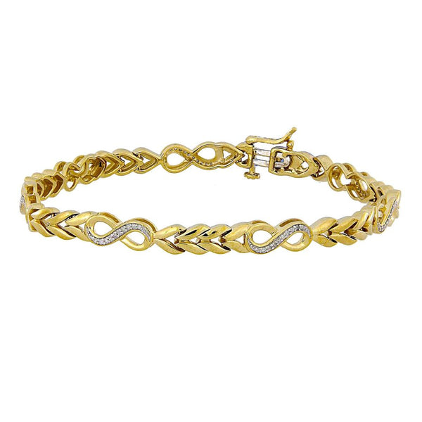 LADIES BRACELET 0.20CT ROUND DIAMOND YELLOW GOLD/STERLING SILVER