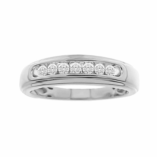 MEN'S BAND 0.25CT ROUND DIAMOND 10K WHITE GOLD