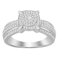 LADIES RING 0.50CT ROUND DIAMOND 10K WHITE GOLD