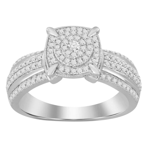 LADIES RING 0.50CT ROUND DIAMOND 10K WHITE GOLD