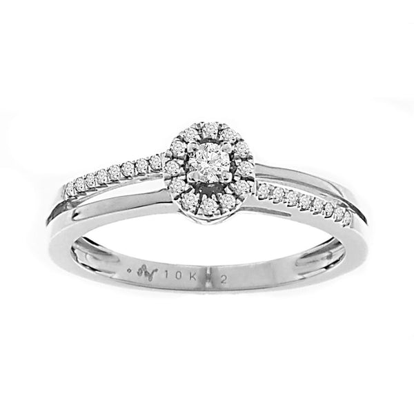 LADIES RING 0.15CT ROUND DIAMOND 10K WHITE GOLD