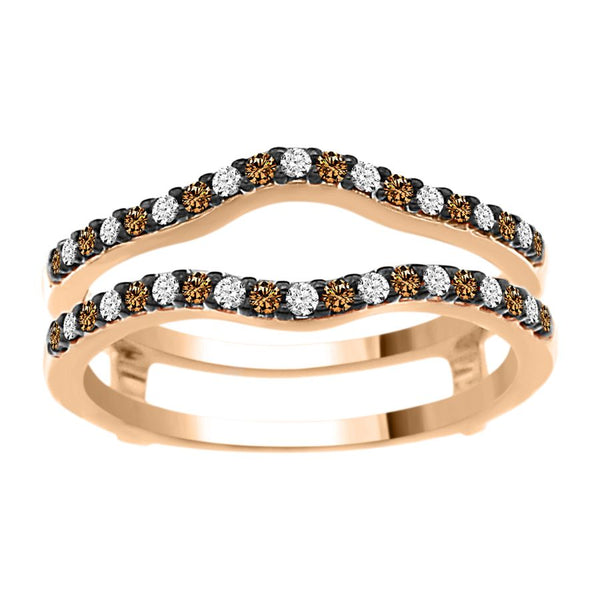 LADIES WRAP 0.25CT ROUND DARK BROWN DIAMOND 14K ROSE GOLD