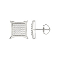 MEN'S KITE SHAPE YUVA EARRINGS 0.25CT ROUND DIAMOND 10K WHITE GOLD