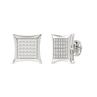 MEN'S KITE SHAPE YUVA EARRINGS 0.25CT ROUND DIAMOND 10K WHITE GOLD
