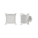 MEN'S KITE SHAPE YUVA EARRINGS 0.25CT ROUND DIAMOND 10K WHITE GOLD