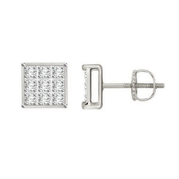 LADIES YUVA EARRINGS 0.05CT ROUND DIAMOND STERLING SILVER/WHITE GOLD